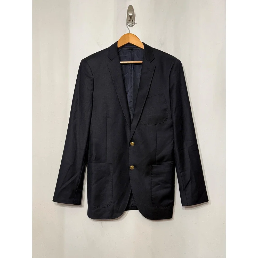 J.Crew Ludlow Blazer 38R Loro Piana Super 130s Wool Navy Blue Anchor Buttons